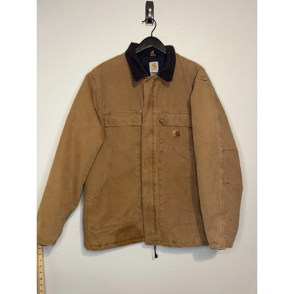 Vintage Carhartt Brown Canvas Jacket Coat Men's Size Large Tall Quilted Chore